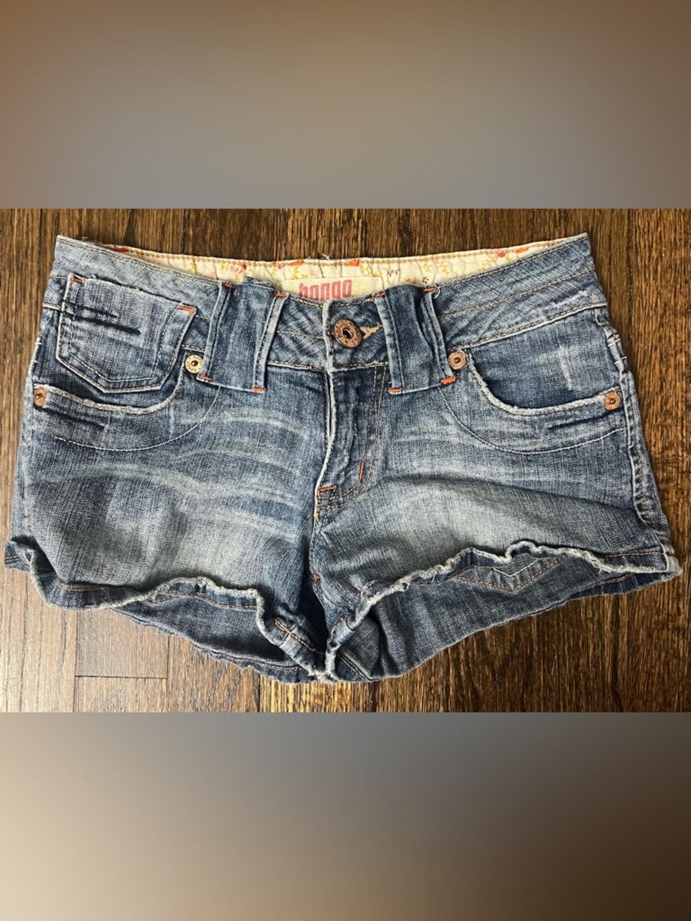 BONGO Girls' Faded Blue Denim Ruffle Hem Shorts